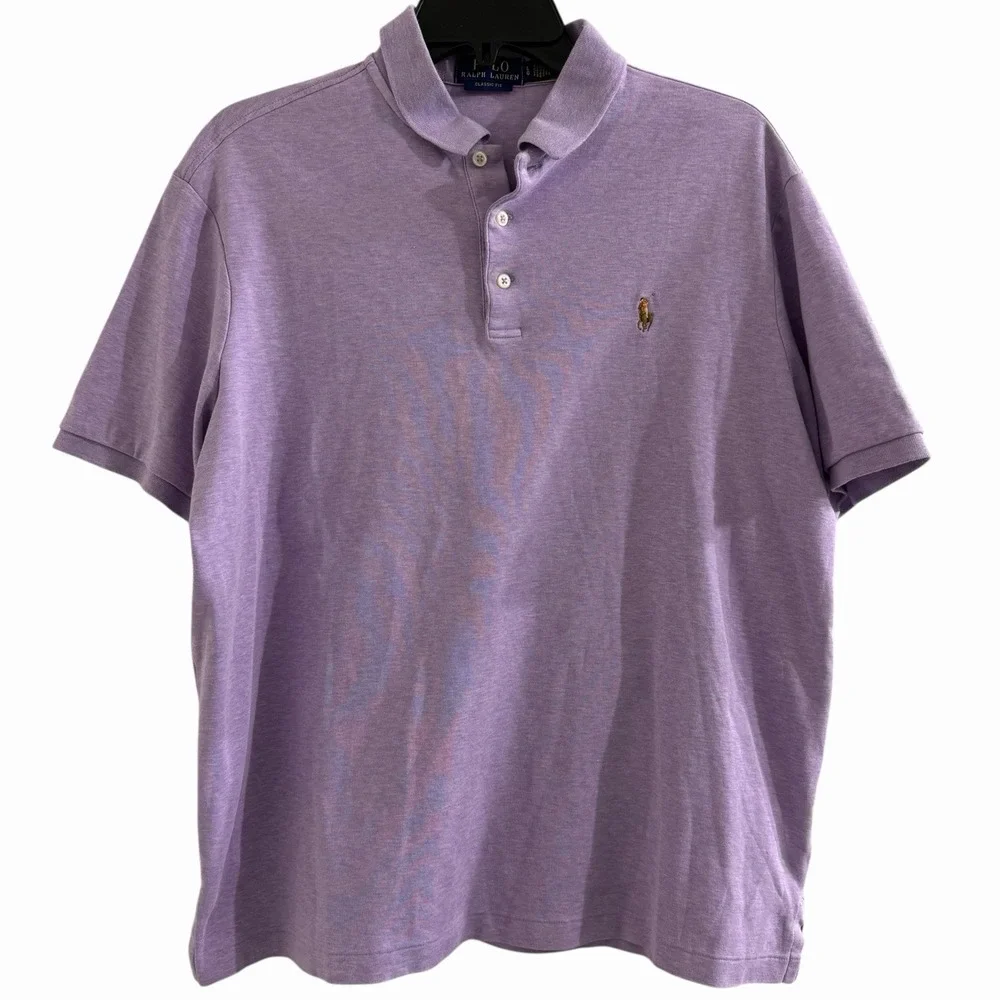 Polo Ralph Lauren Classic Fit Purple Polo Shirt Mens Large Flesh‎ Pony
